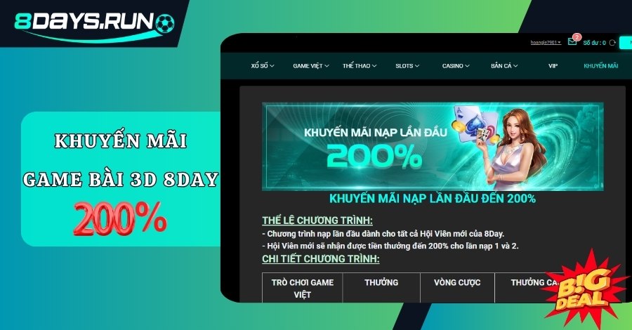 Ưu đãi siêu khủng dành cho thành viên mới nạp tiền 200%