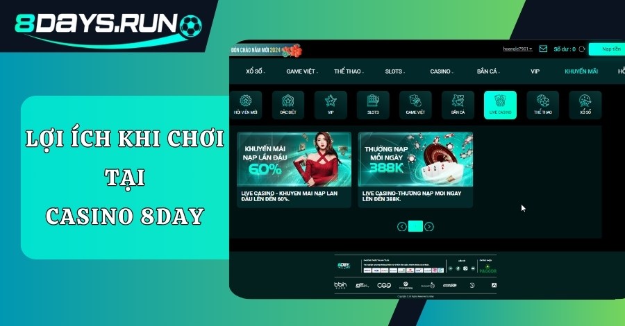 Lý do nên lựa chọn tham gia Casino trực tuyến 8DAY