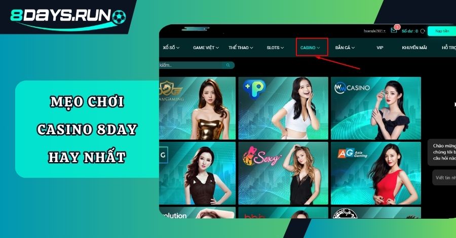 Bật mí các mẹo chơi casino 8DAY hay nhất