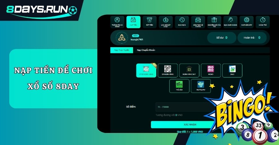 Nạp tiền để bắt đầu chơi game